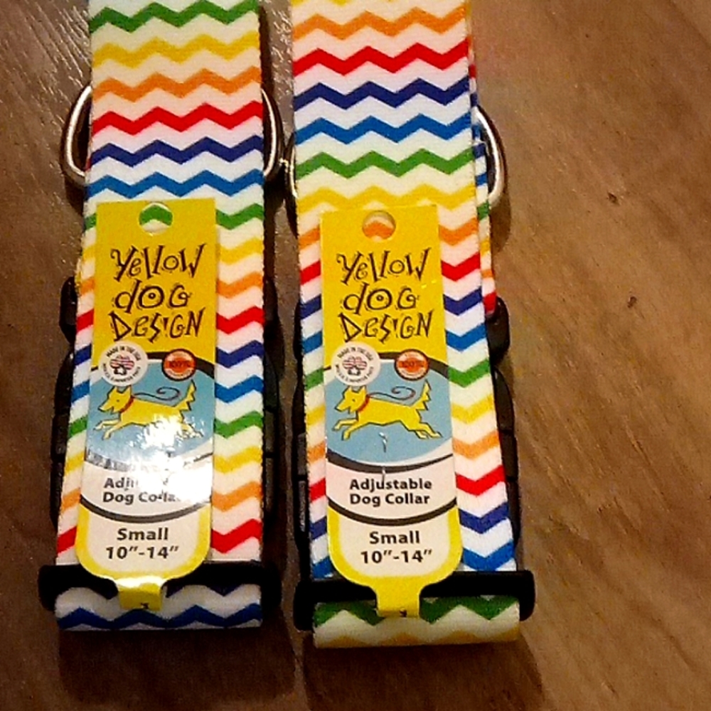 Two small adjustable dog collars